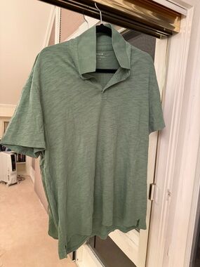 Vince Men’s Light Sage Green Short-Sleeve Polo
